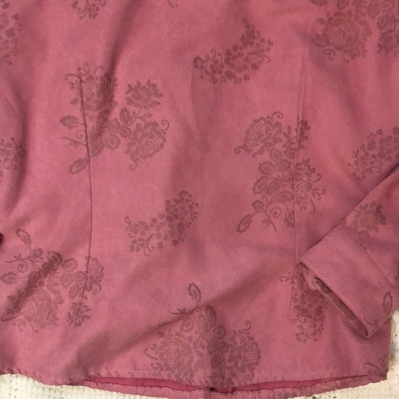 Lemon Grass Studio Jacquard Floral Faux Suede Y2K Pink Long Sleeve Button Up L - Picture 7 of 8